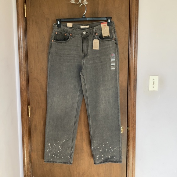 Levi’s low pro gray midrise straight leg jean splatter detail size 32 - Picture 13 of 17
